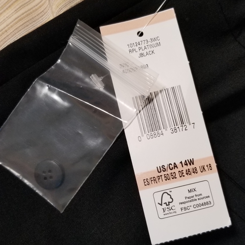 Jones New York NWT Easy Care Black Straight Leg Business Dress Pants Size 14W - Picture 9 of 9